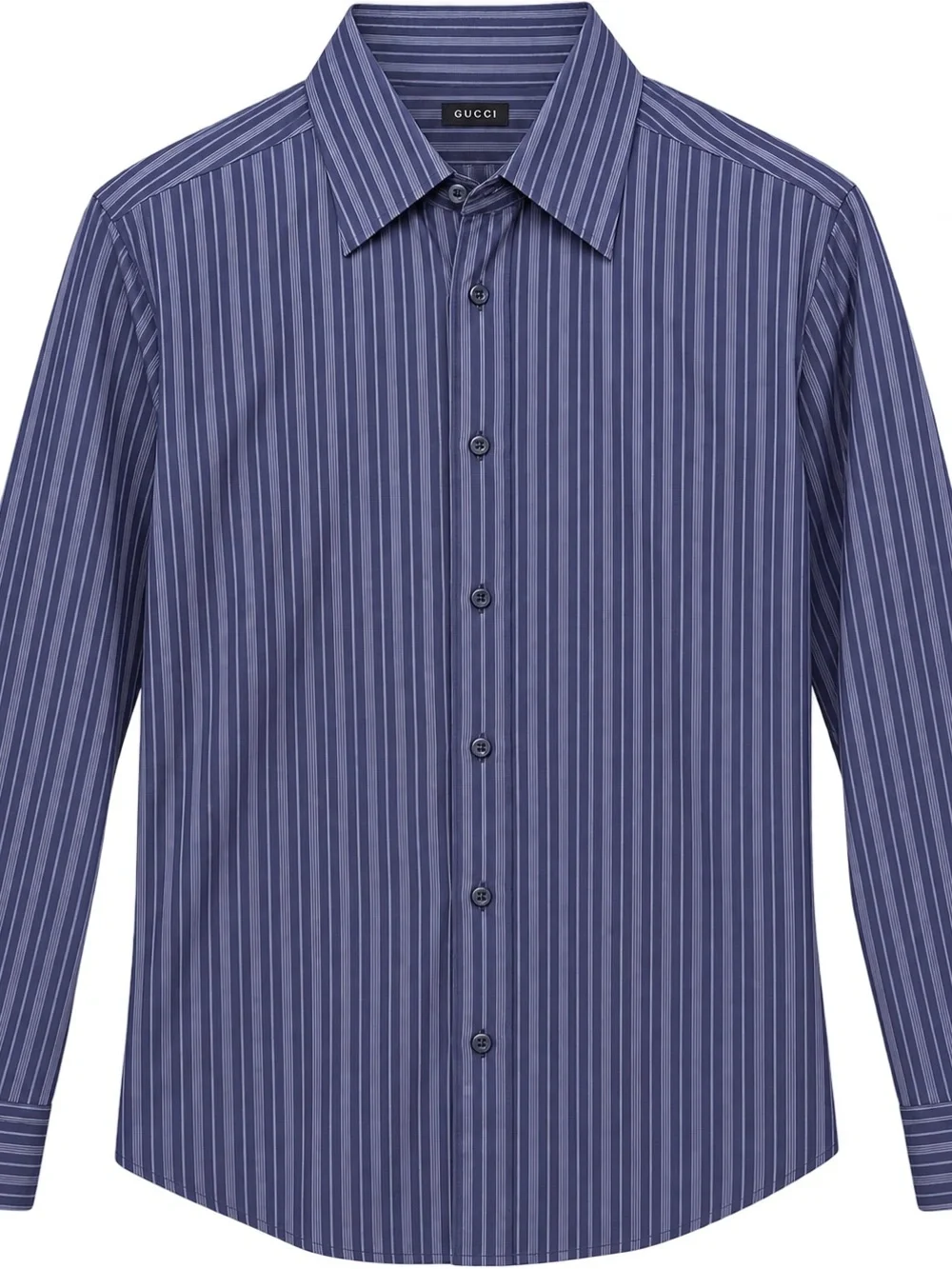 Gucci Navy and Light Blue Vertical Stripe Dress Shirt
